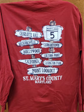 Load image into Gallery viewer, MD Brands Long Sleeve Shirt St. Mary&#39;s County Towns
