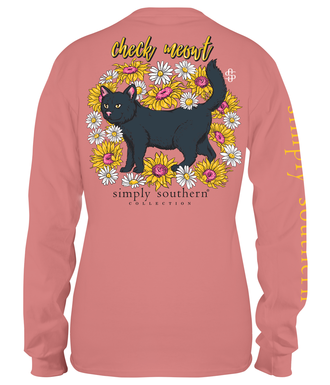 Simply Southern CHECK MEOWT BLACK CAT Long Sleeve T-Shirt