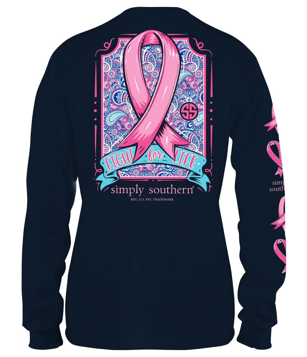 Simply Southern FIGHT FOR LIFE Pink Ribbon Long Sleeve T-Shirt