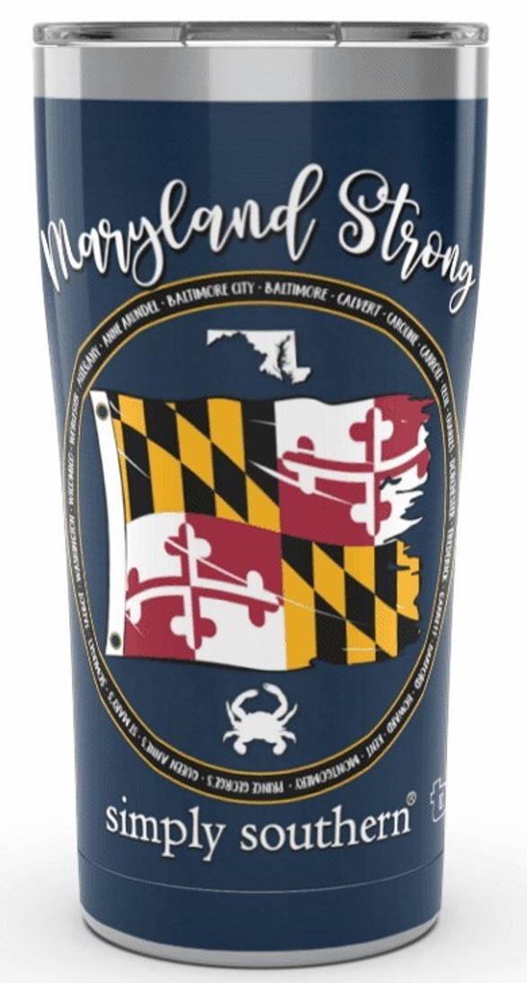 MARYLAND STRONG Tervis-Simply Southern Stainless 20oz. Travel Cup