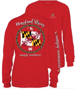 "Maryland Strong" Simply Southern RED Long Sleeve T-Shirt