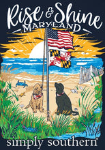 Load image into Gallery viewer, Simply Southern Navy T-Shirt "Rise & Shine Maryland"  LONG SLEEVE