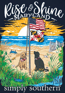 Simply Southern Navy T-Shirt "Rise & Shine Maryland"  LONG SLEEVE