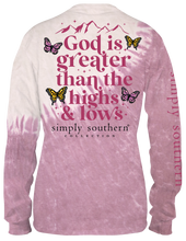 Load image into Gallery viewer, Simply Southern GGHL GOD IS GREATER THAN THE HIGHS &amp; LOWS Long Sleeve T-Shirt
