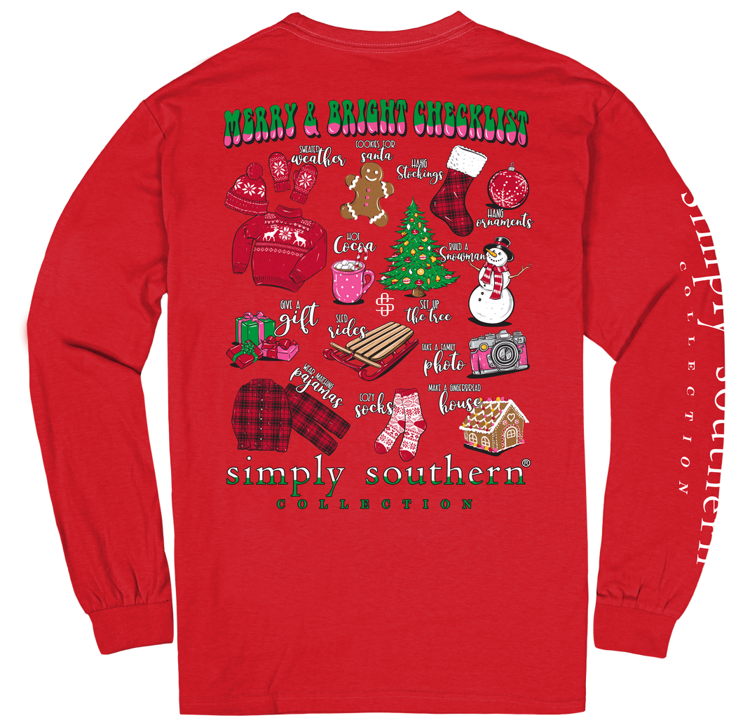 Simply Southern MERRY & BRIGHT CHECKLIST Long Sleeve T-Shirt