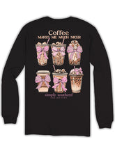 Load image into Gallery viewer, Simply Southern NICER COFFEE MAKES ME MUCH NICER Long Sleeve T-Shirt

