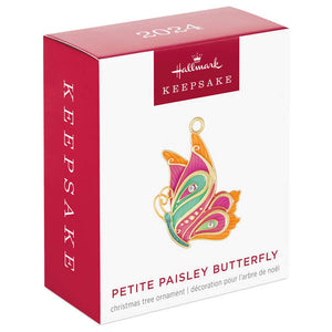 Mini Petite Paisley Butterfly Metal Ornament, 1.3”