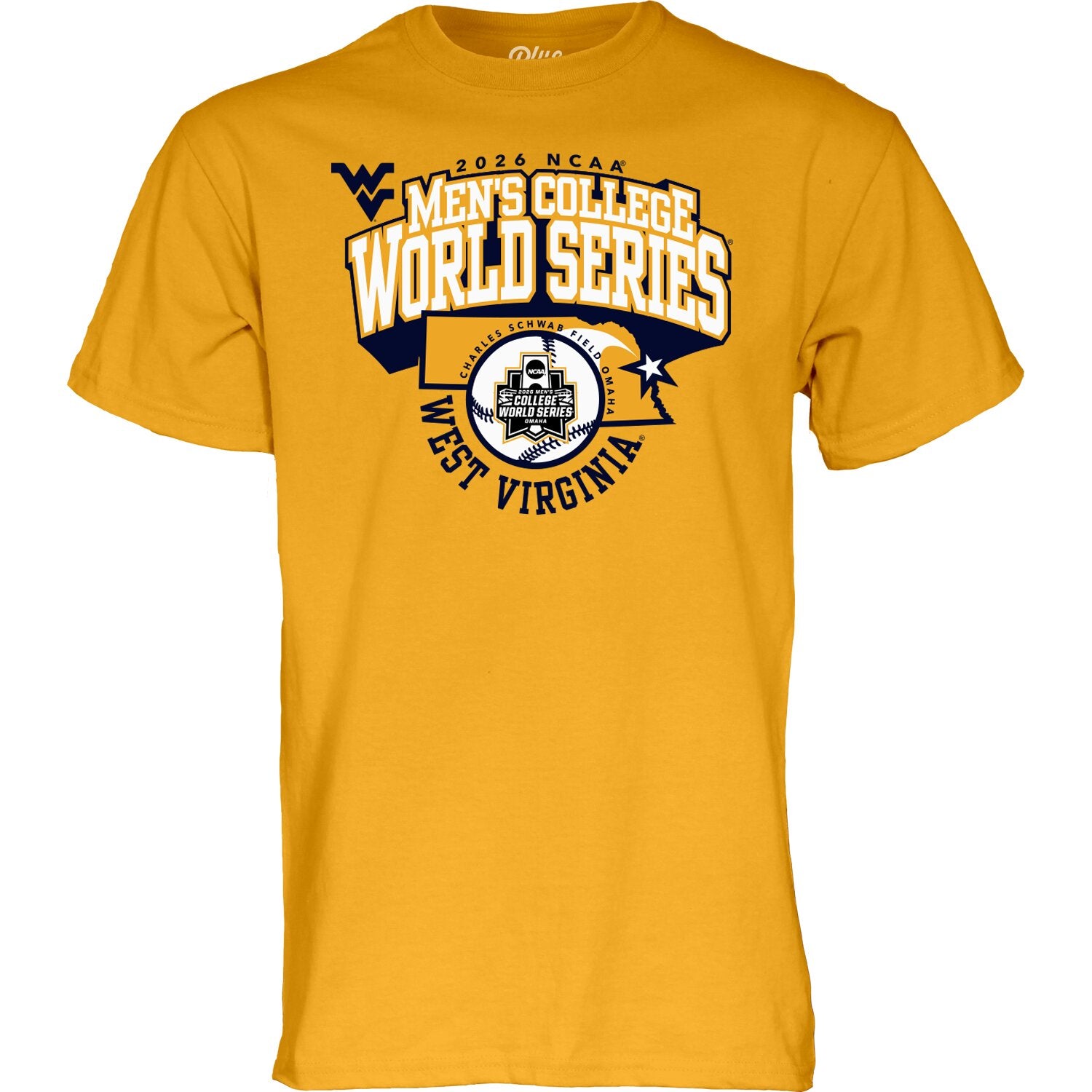 WVU Baseball CWS 2026 Tee Shirt Gold – Pam's Hallmark