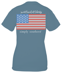 Simply Southern KNIT FLAG SWEET LAND OF LIBERTY Short Sleeve T-Shirt