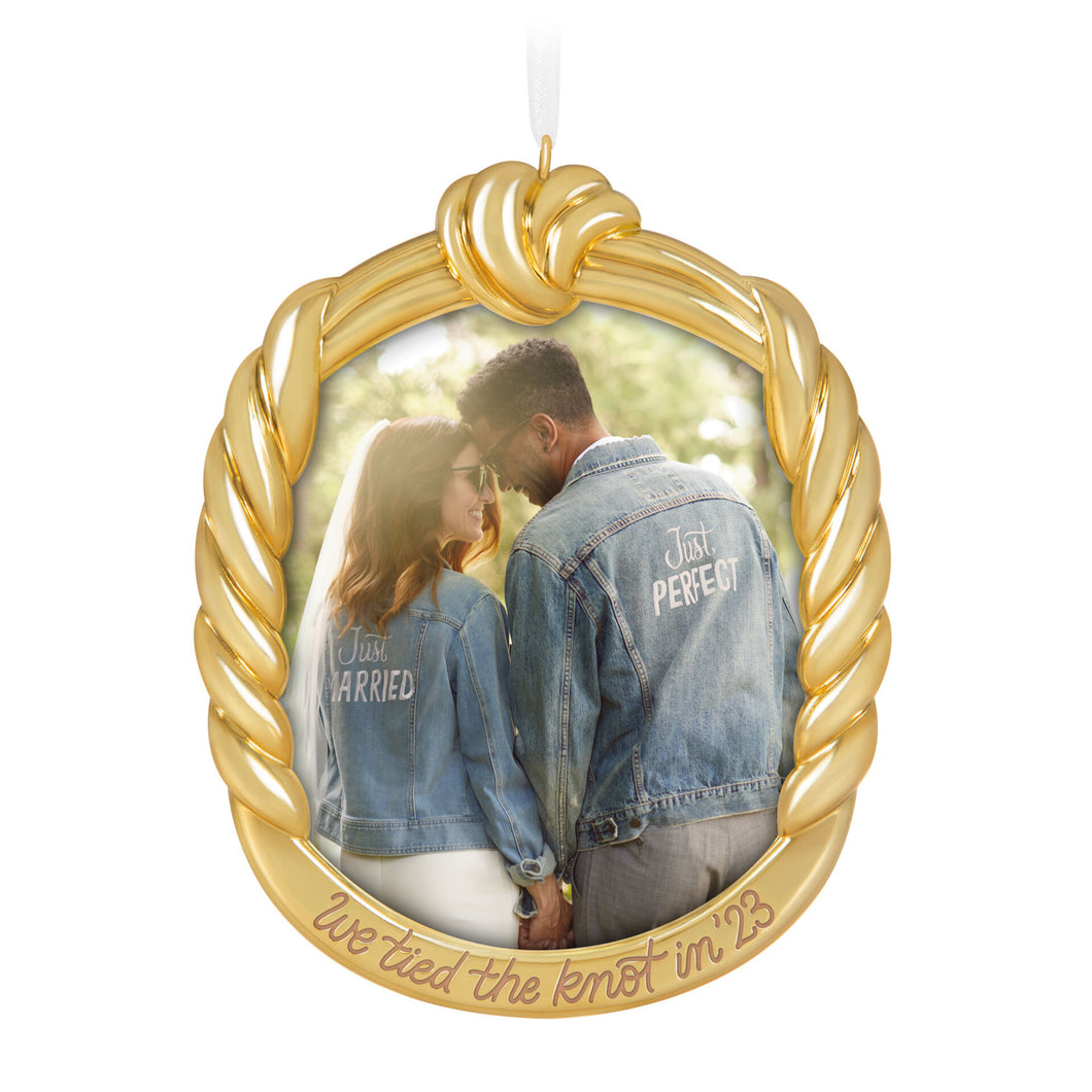 We Tied the Knot! 2023 Metal Photo Frame Ornament