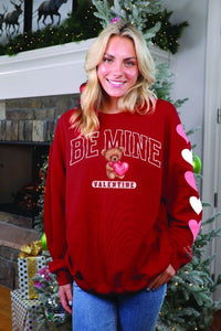 Simply Southern BE MINE VALENTINE BEAR Crew Long Sleeve Shirt