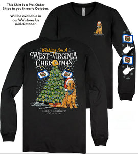 "Wishing You a West Virginia Christmas" Long Sleeve T-Shirt Simply Southern