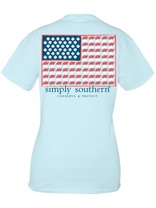 Simply Southern TRACKING FLAG TURTLE Short Sleeve T-Shirt