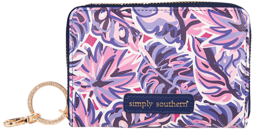 Simply Southern LEATHER SMALL ZIP WALLET Leaf or Pink