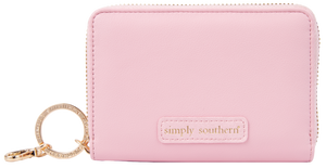 Simply Southern LEATHER SMALL ZIP WALLET Leaf or Pink