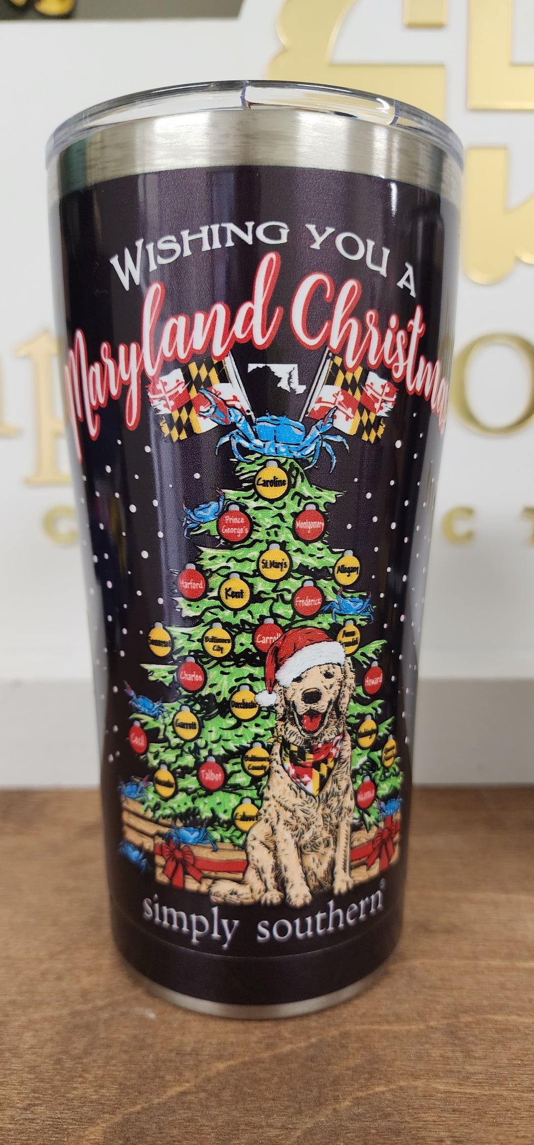 MARYLAND CHRISTMAS Tervis-Simply Southern Stainless 20oz. Travel Cup