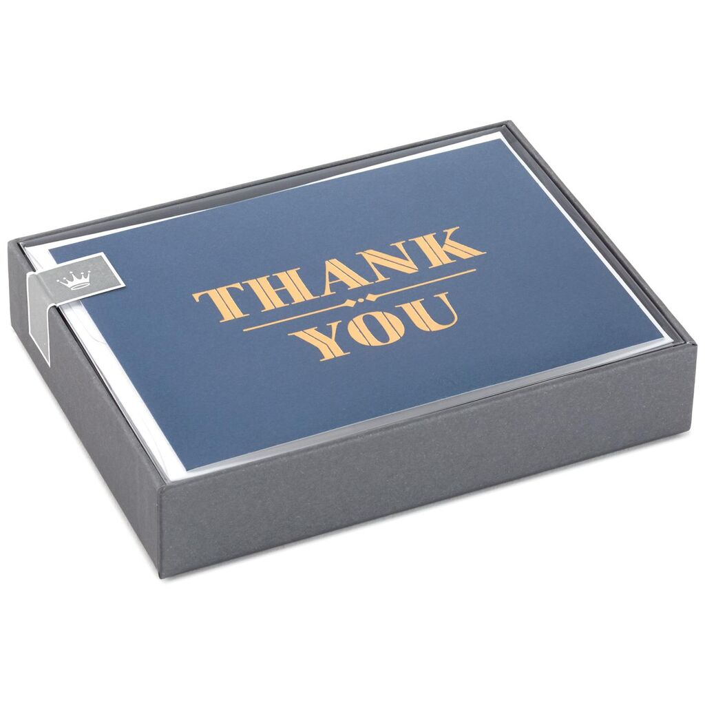 Gold on Navy Thank You Notes, Box of 10