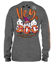 Load image into Gallery viewer, Long Sleeve HEY BOO Simply Southern Dark Heather Gray Shirt
