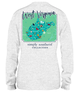 Simply Southern LS WEST VIRGINIA Block Letters TShirt
