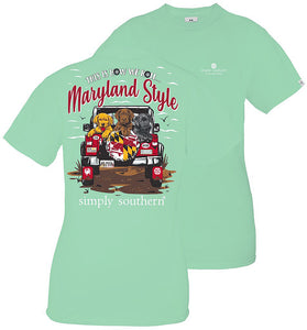 Simply Southern "Maryland Style" T-Shirt Jeep/Dogs/Flag/Mud