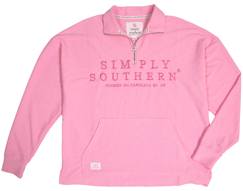 Simply Southern QUARTER ZIP PULL OVER PINK – Pam's Hallmark