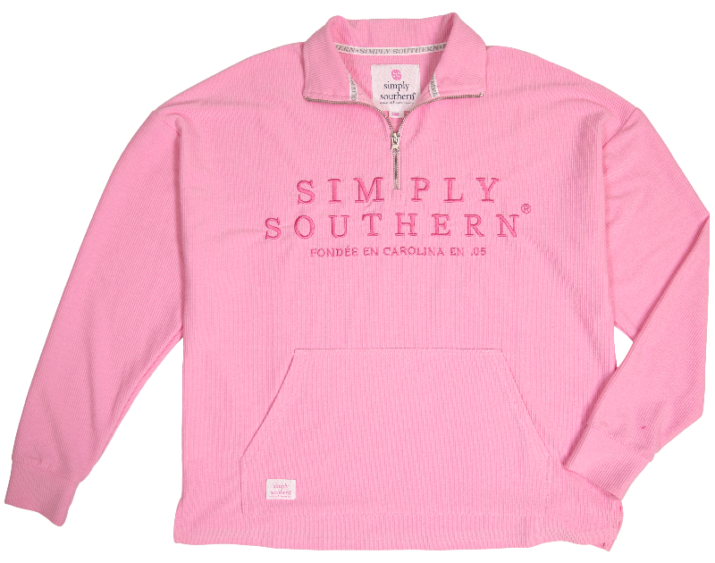 Simply Southern QUARTER ZIP PULL OVER PINK