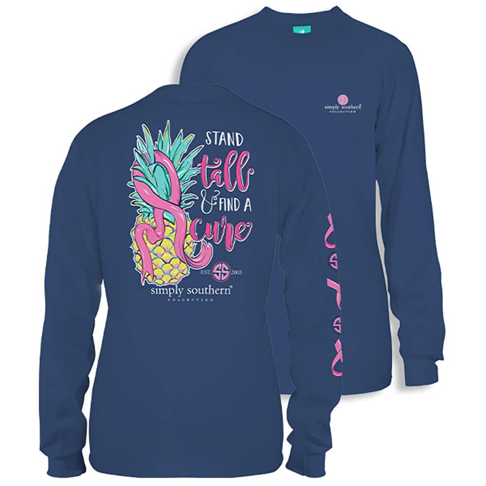 Simply Southern Stand Tall Pink Ribbon Long Sleeve T-Shirt
