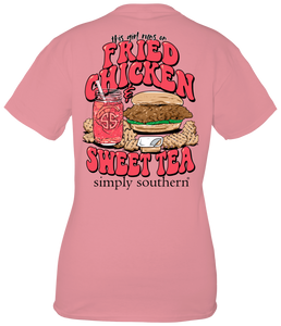 Simply Southern THIS GIRL RUNS ON FRIED CHICKEN & SWEET TEA Short Sleeve