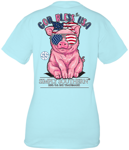 Simply Southern GOD BLESS THE USA PIG Short Sleeve T-Shirt