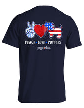 Load image into Gallery viewer, Puppie Love PEACE LOVE PUPPIES Short Sleeve T-Shirt

