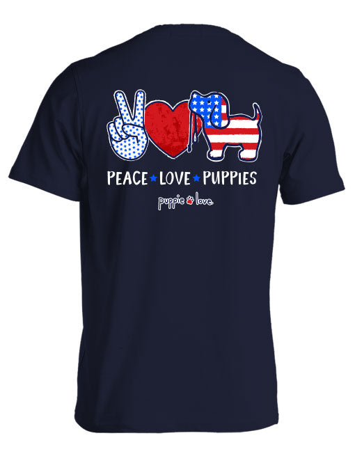 Puppie Love PEACE LOVE PUPPIES Short Sleeve T Shirt
