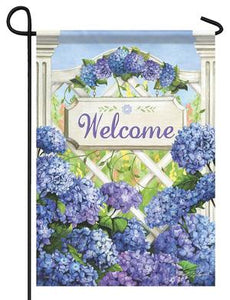 Welcome Garden Gate Hydrangea Garden Flag