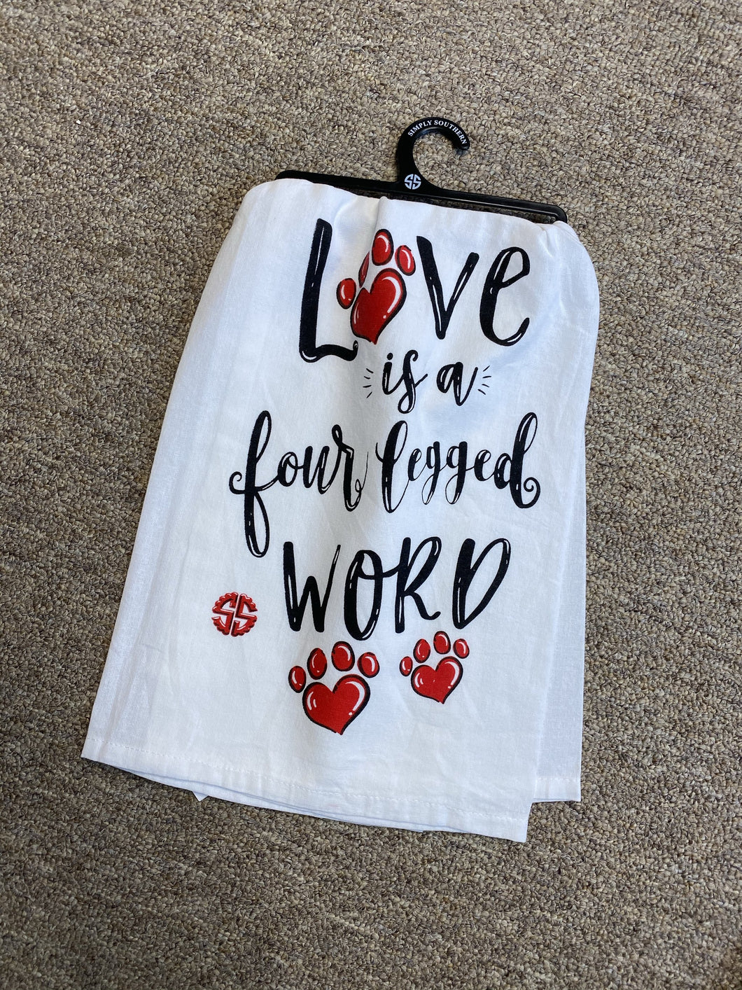 Simply Southern Love Is a Four Legged Word Kitchen Towel