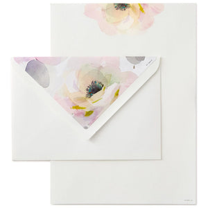 Watercolor Rose Paper and Envelopes Stationery Set, Box of 20